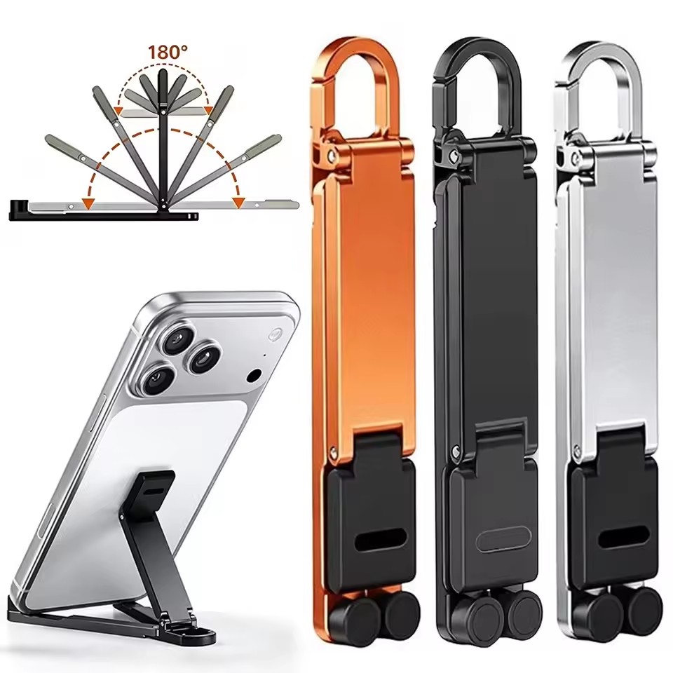 Tablet Stand Adjustable - Mini-sleutelhanger, opvouwbare telefoonhouder met clip, draagbare,