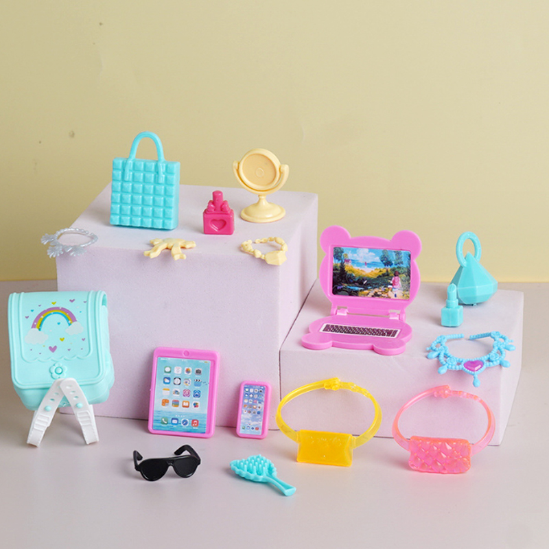 Tablet Accessories Set - 17-delige set grappige poppenhuisaccessoires Mini-artikelen Computer