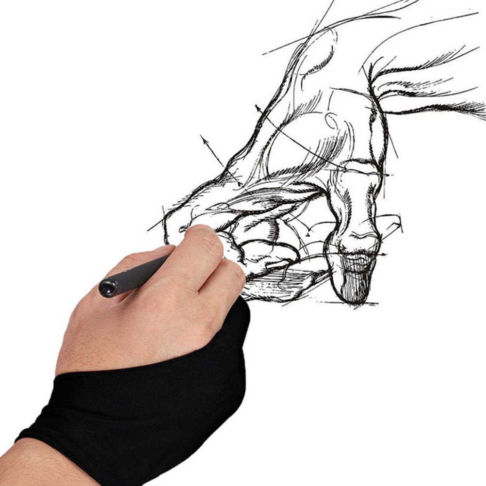 1 stuk, zwarte handschoen met  - Drawing Glove Artist recensie en prijs